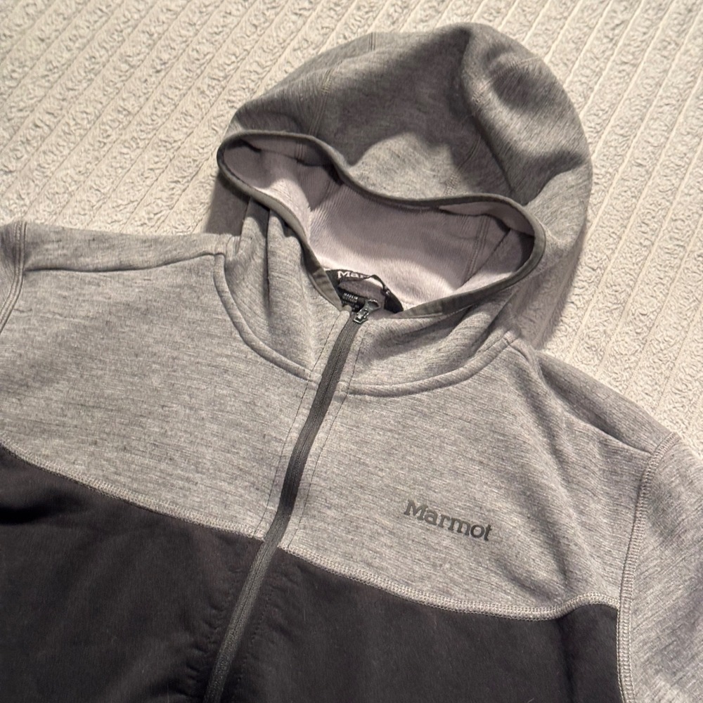 Marmot Variant Hoodie Jacket Women XL Gray Black Polyester Gorpcore Hiking Zip - Picture 2 of 11